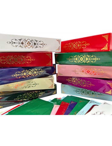 Luxury Color Gold Floral Slide Drawer Gift Box w/ Clear Window Pack 100