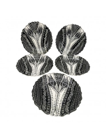 Hand Painted Black & White Lace Plate 12"