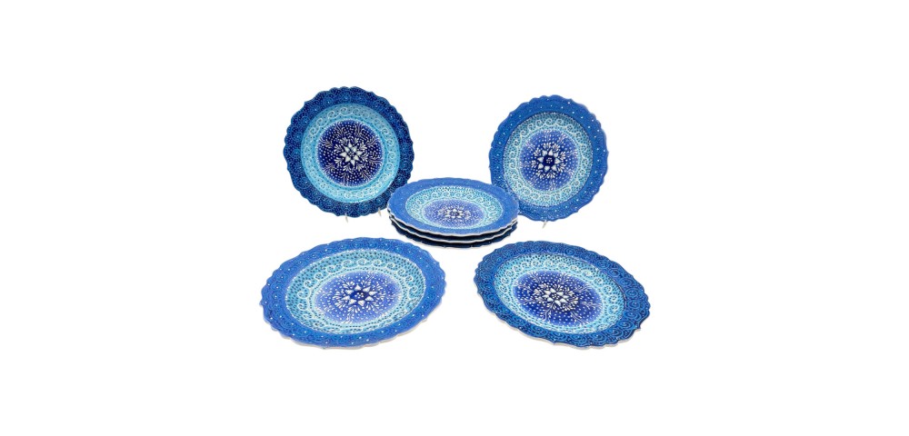 Blue Lace Plates 12", Set Of 7