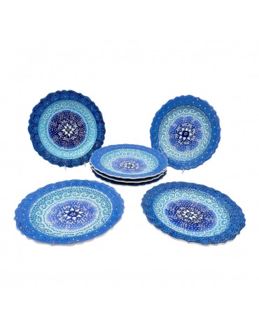 Blue Lace Plates 12", Set Of 7