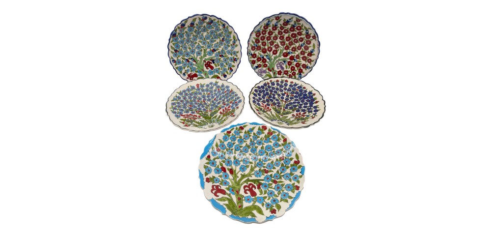 Hand Painted Iznik/Lace Plates. Set Of 5