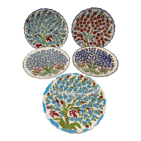 Hand Painted Iznik/Lace Plates. Set Of 5