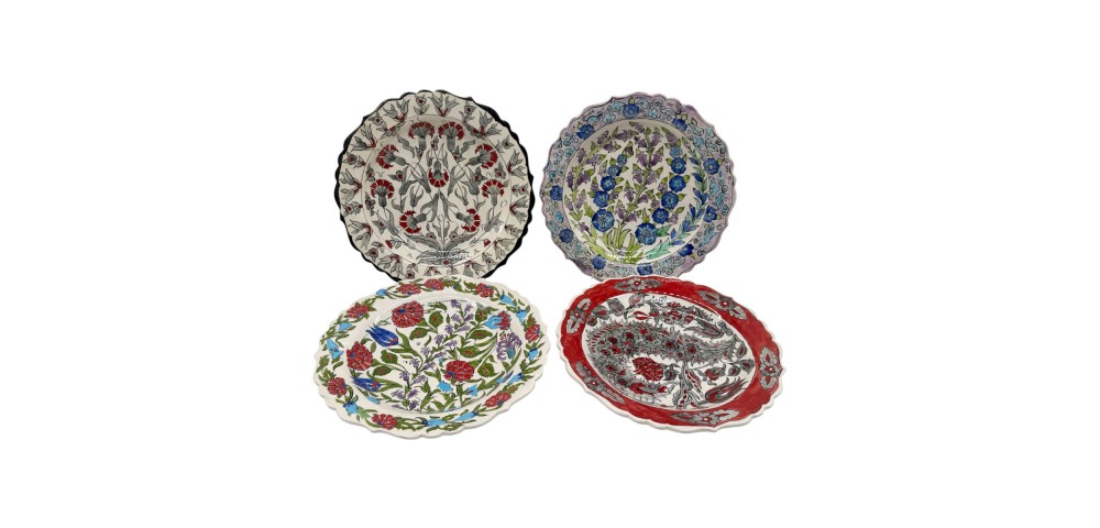 Hand Painted Iznik Plates. Set Of 4