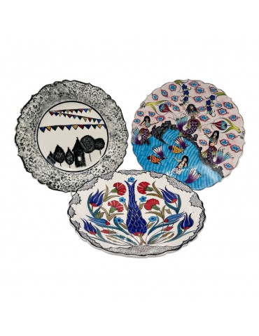 Hand Painted Niksar Plates. Set Of 3