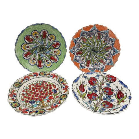 Hand Painted Niksar Iznik Plates. Set Of 4