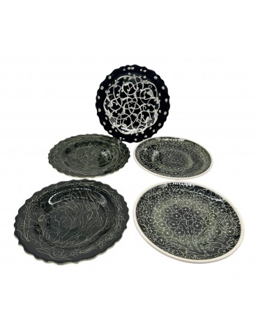 Black And White Plates 5 Pcs.