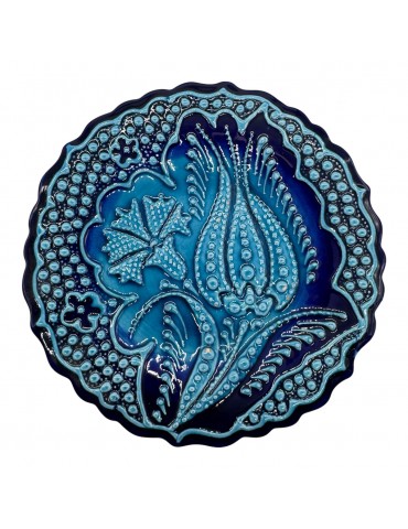 BLUE LACE TULIP PLATES – HANDMADE CERAMIC SET (7 PIECES)