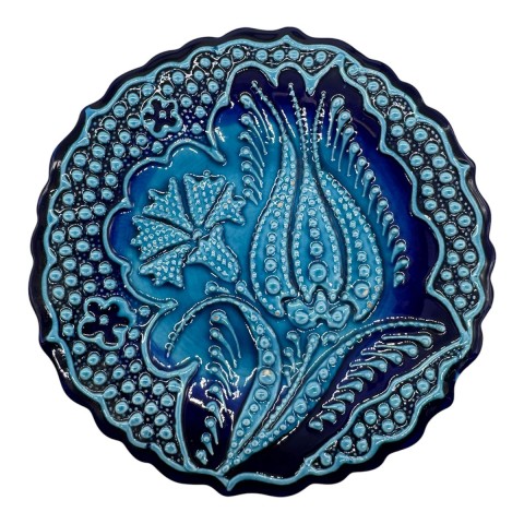 BLUE LACE TULIP PLATES – HANDMADE CERAMIC SET (7 PIECES)
