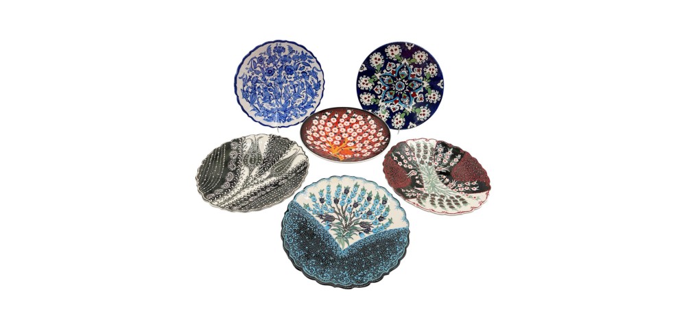 Hand Painted Early Natto-Lace-Iznik Plates. Set Of 6