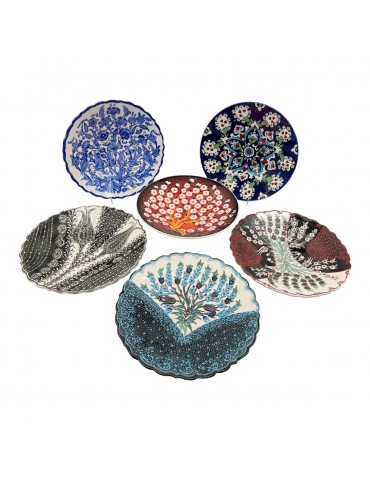 Hand Painted Early Natto-Lace-Iznik Plates. Set Of 6