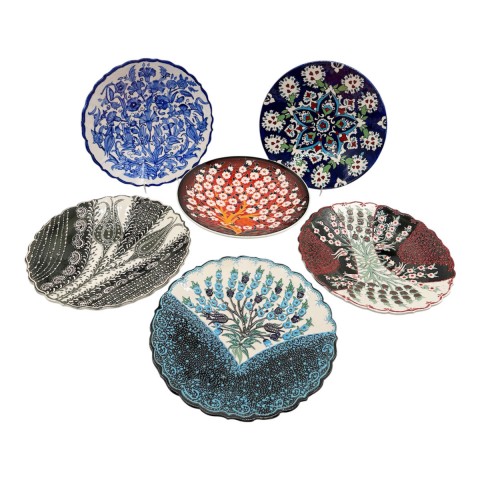 Hand Painted Early Natto-Lace-Iznik Plates. Set Of 6