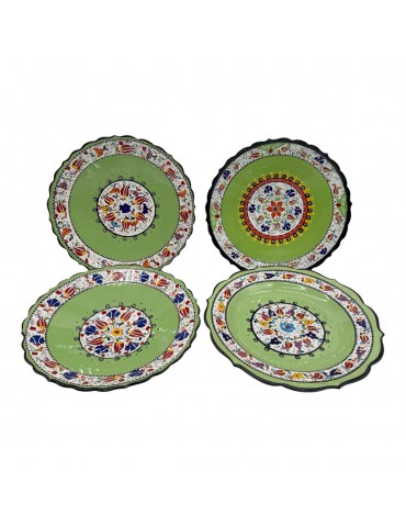 Hand Painted Green Plates. Set Of 4