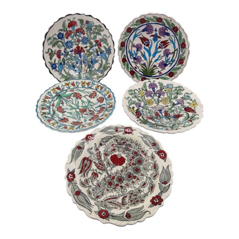 Hand Painted Niksar Plates. Set Of 5