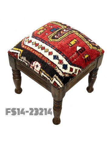 Kilim Footstool Vintage Anatolian