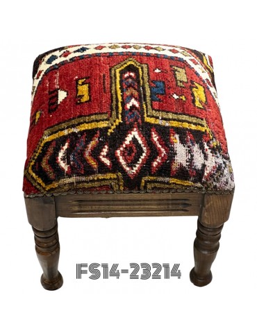 Kilim Footstool Vintage Anatolian