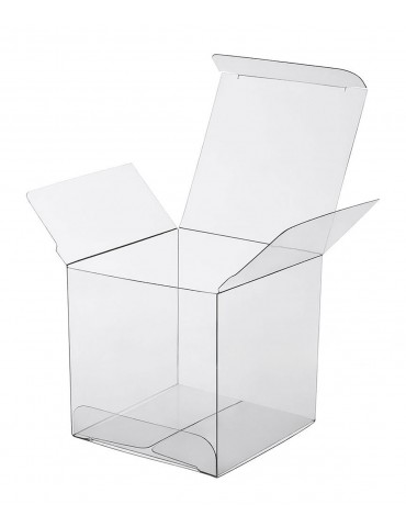 Clear boxes with tuck in tops and lock-tab bottoms. 3.54" x 3.54" x 1.18" to 7.87" PKG 100
