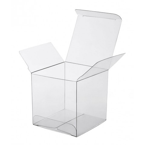 Clear boxes with tuck in tops and lock-tab bottoms. 3.54" x 3.54" x 1.18" to 7.87" PKG 100
