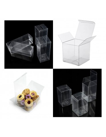 Clear boxes with tuck in tops and lock-tab bottoms. 3.14" x 3.14" x 1.18" to 9.84" PKG 100