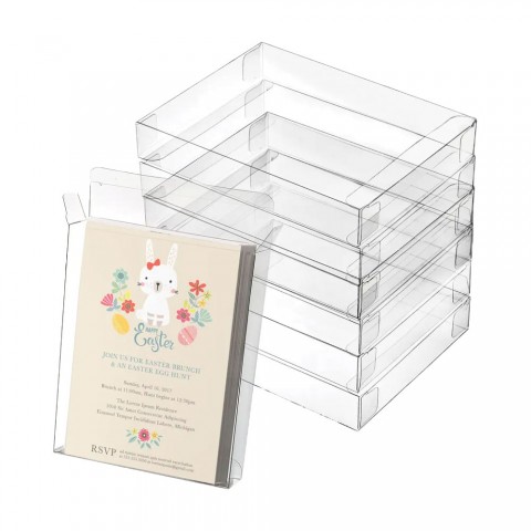 Clear boxes with tuck in tops and lock-tab bottoms. 3.14" x 3.14" x 1.18" to 9.84" PKG 100