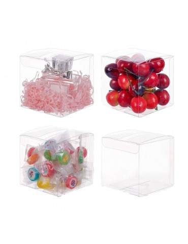 Clear boxes with tuck in tops and lock-tab bottoms. 2.36" x 2.36" x 2.36" to 9.84" PKG 100