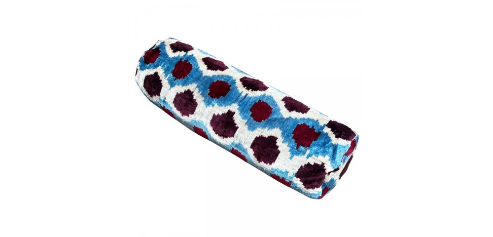 Ikat Handwoven Silk Velvet Bolster Pillow Case