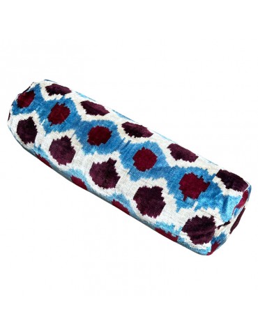 Ikat Handwoven Silk Velvet Bolster Pillow Case