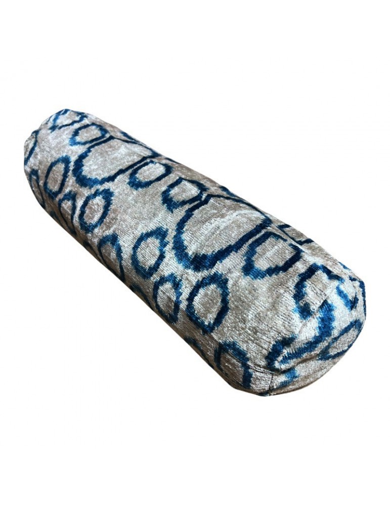 Ikat Handwoven Silk Velvet Bolster Pillow Case