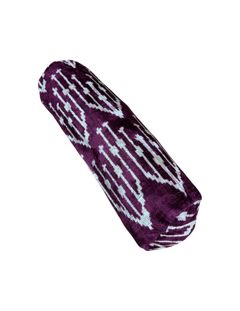 Ikat Handwoven Silk Velvet Bolster Pillow Case