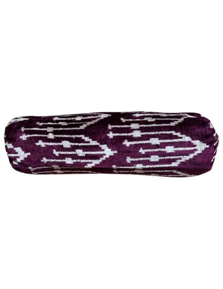 Ikat Handwoven Silk Velvet Bolster Pillow Case