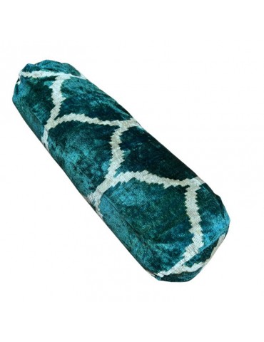 Ikat Handwoven Silk Velvet Bolster Pillow Case