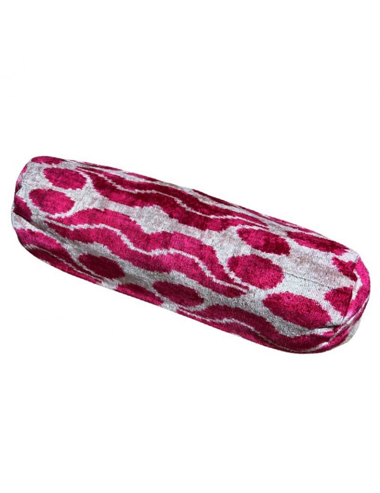 Ikat Handwoven Silk Velvet Bolster Pillow Case