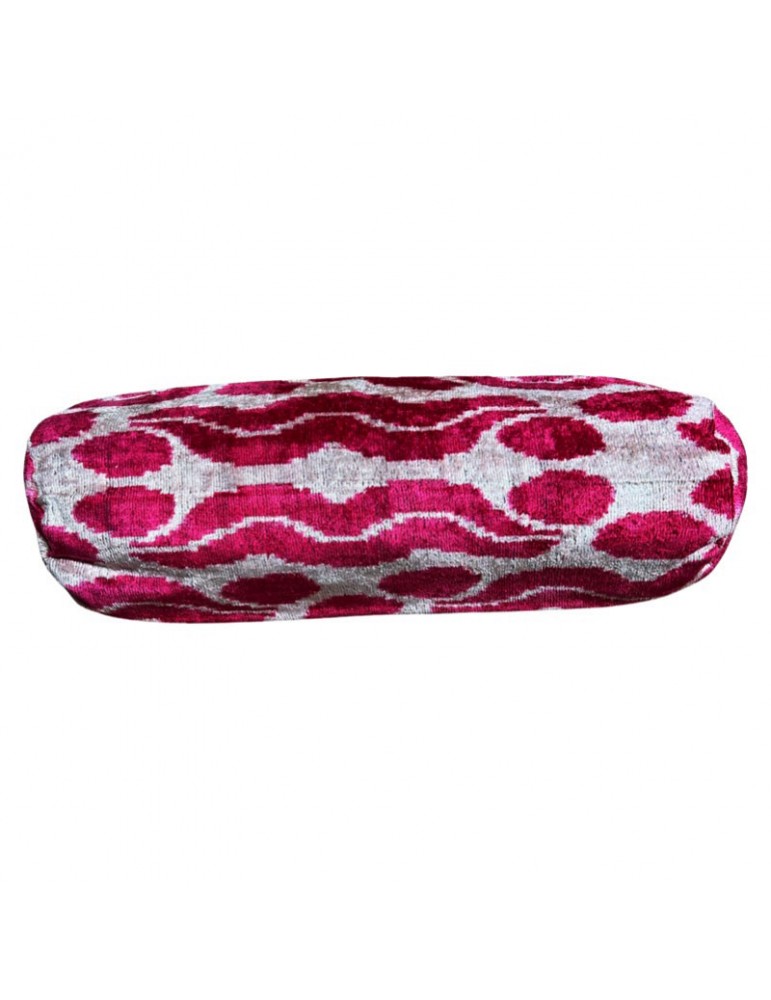 Ikat Handwoven Silk Velvet Bolster Pillow Case